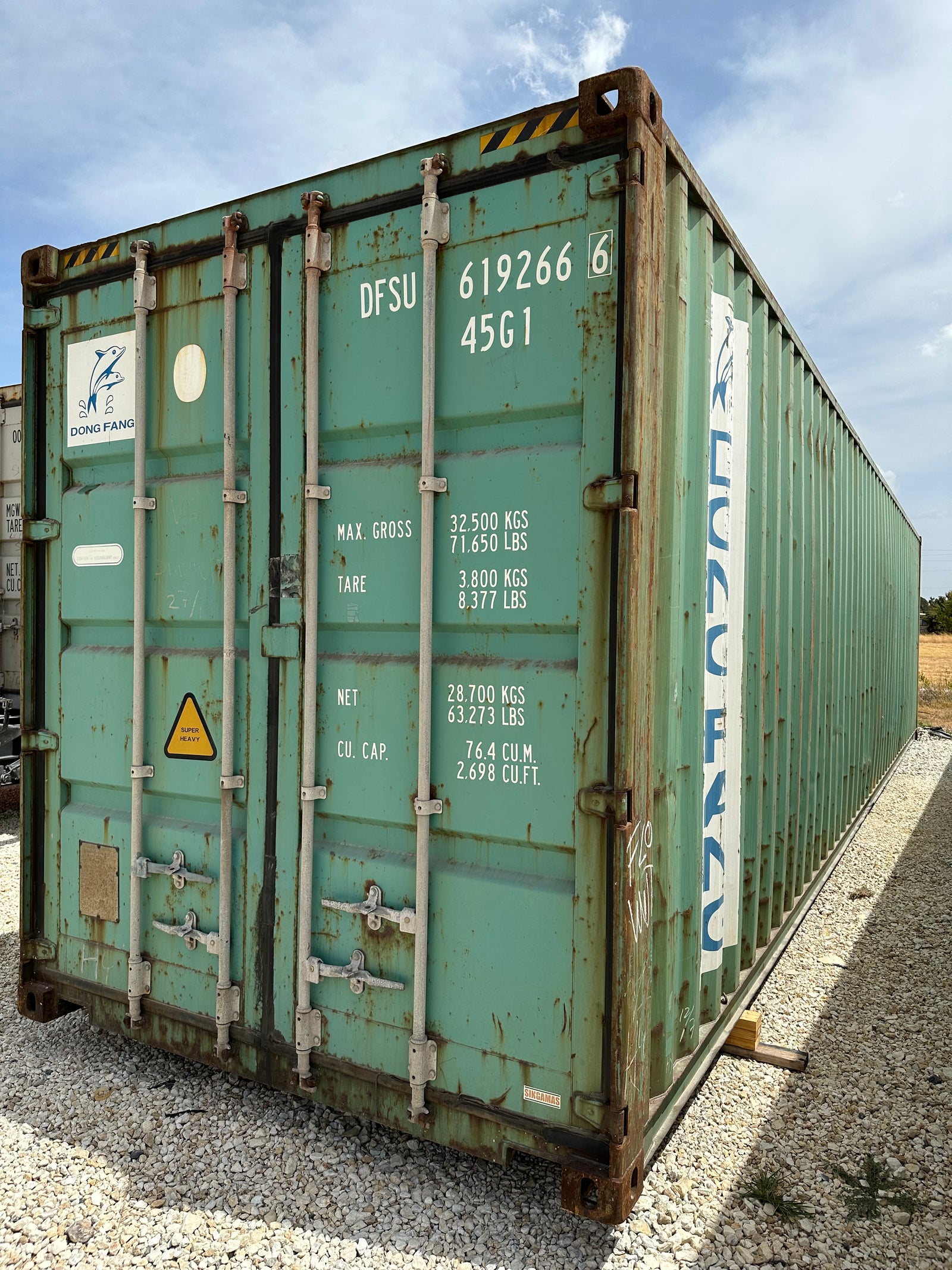 40' High Cube Wind & Water Tight Container — Green Unit