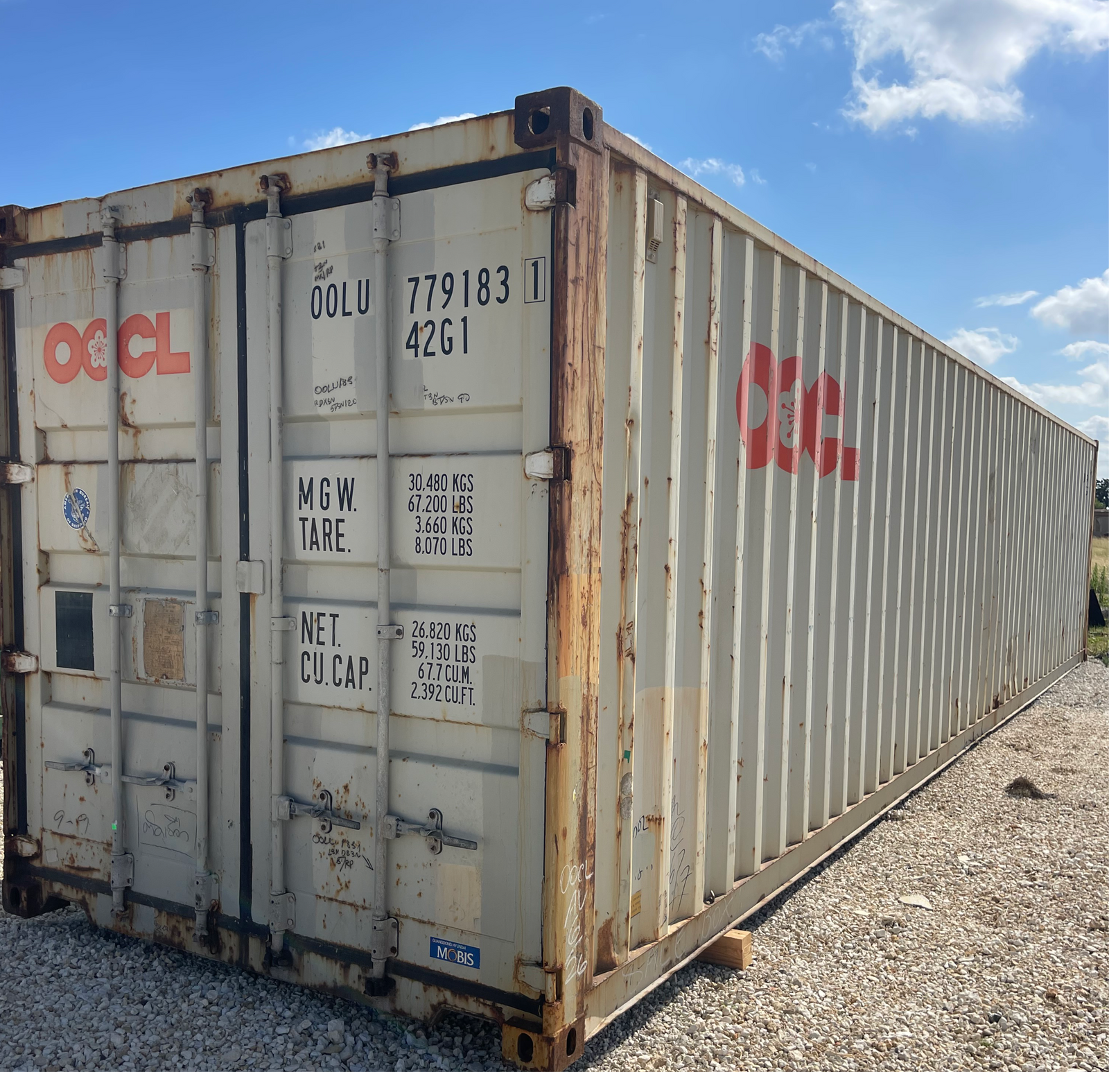 40' Standard Cargo Worthy Container — OOLU White Unit